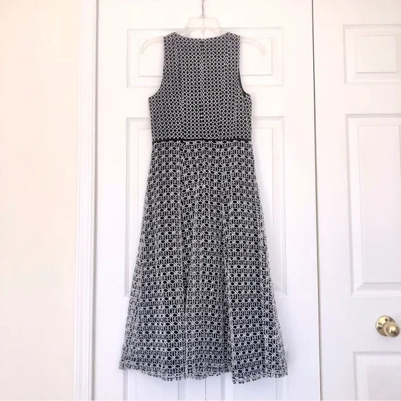 Sz4 Elegant Ann Taylor Navy and White Sleeveless Dress - Picture 4 of 9